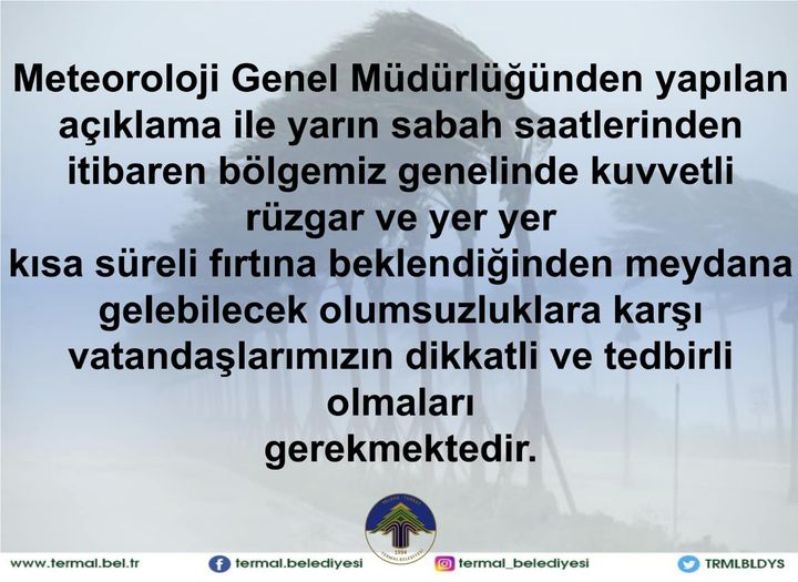 METEOROLOJİ MÜDÜRLÜĞÜ'NDEN