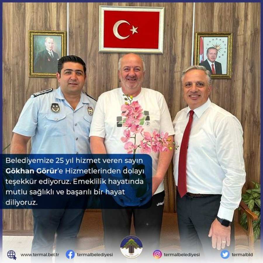 BELEDİYEMİZE 25 YIL HİZMET VEREN GÖKHAN GÖRÜR'E TEŞEKKÜR EDİP EMEKLİLİK HAYATINDA BAŞARILAR DİLERİZ